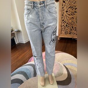 Ksubi Light Grey Graphic Straight-Leg Jeans